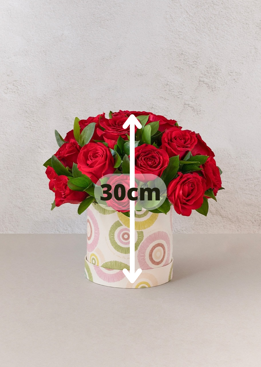 Caja con 24 rosas rojas