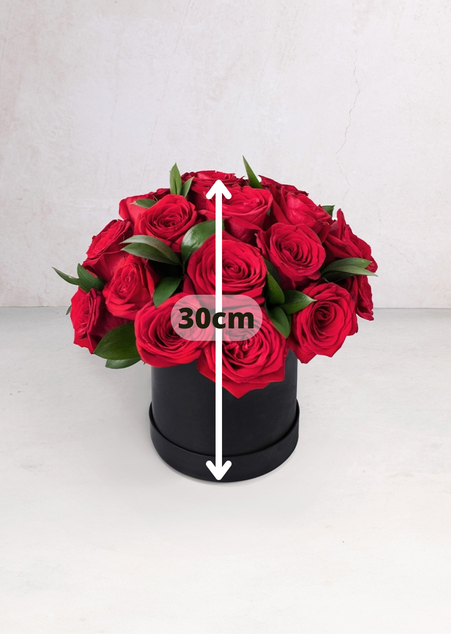 Caja con 24 rosas rojas