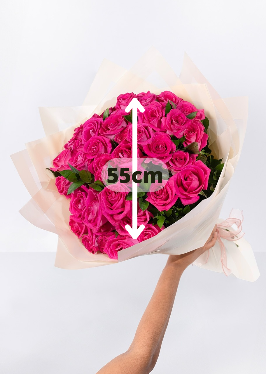 Ramo de 50 rosas fucsia