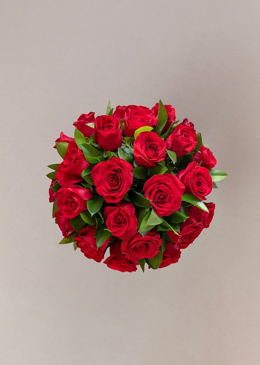 Caja con 24 rosas rojas