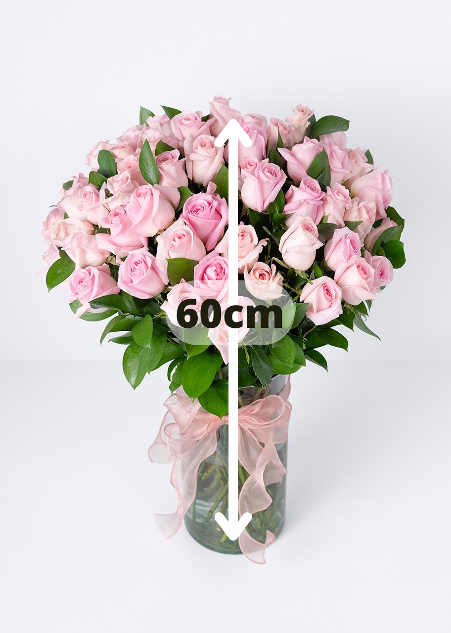 50 rosas rosas jarrón