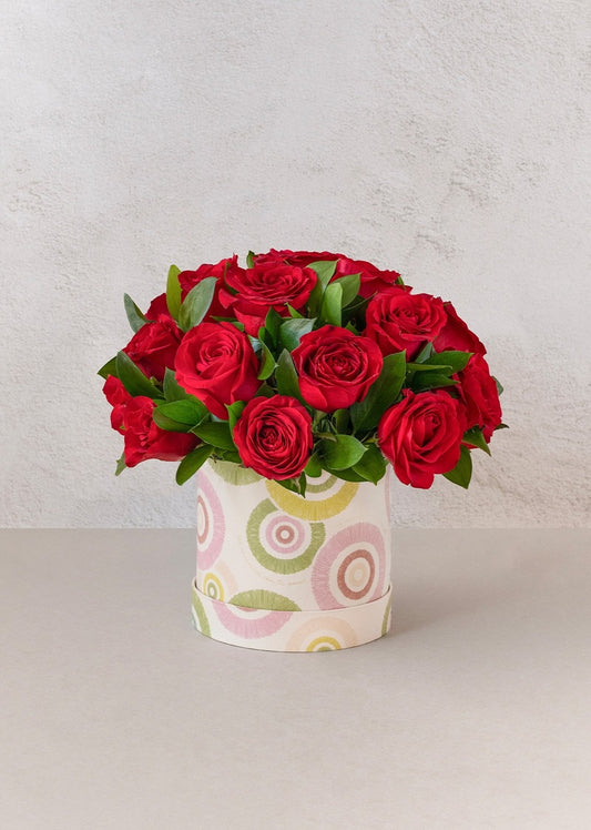 Caja con 24 rosas rojas
